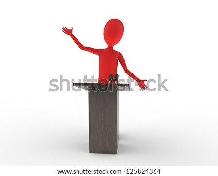 Powerful public speaking at a podium