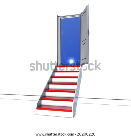 Open door and Red stairs for the future