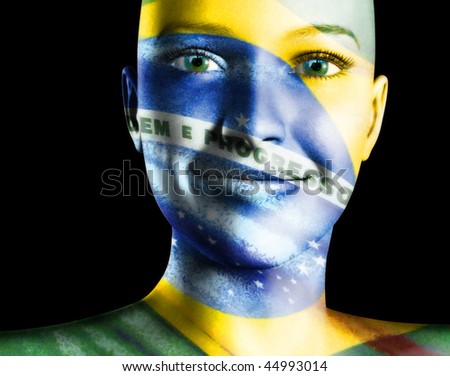 stock photo Brazil Face painting sports fans
