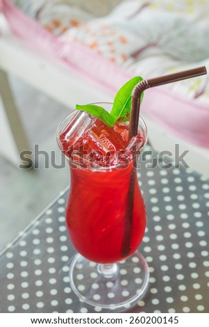 The red juice of ancient Thailand name carunda or karonda (Carissa Carandas L.), Thai herb juice.