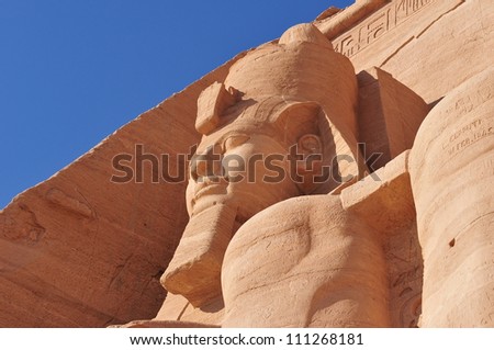 Pharaoh Monument from Abu Simbel. The Abu Simbel temples are two massive rock temples in Abu Simbel in Nubia, southern Egypt.