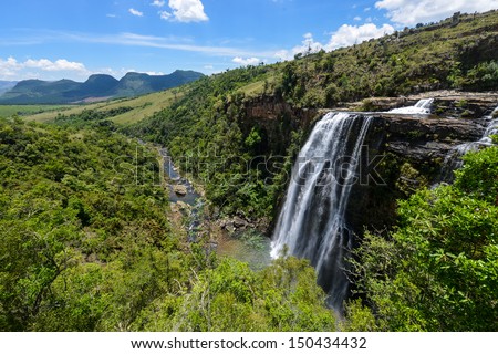Lisbon Falls is the highest waterfall in Mpumalanga, South Africa. The waterfall is 94 m high and named for the capital city of Portugal. The waterfall lies on the Panorama Route.