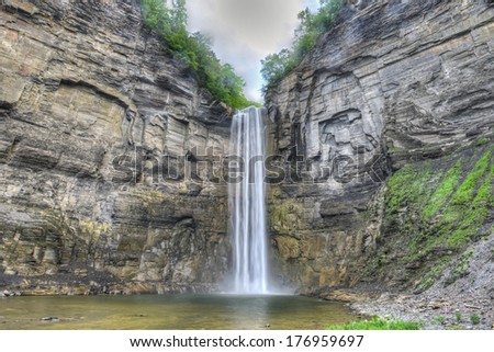 Taughannock Falls in the state park of the same name found in the Finger Lakes (Cayuga) region of upstate New York. Higher than that of Niagara Falls.