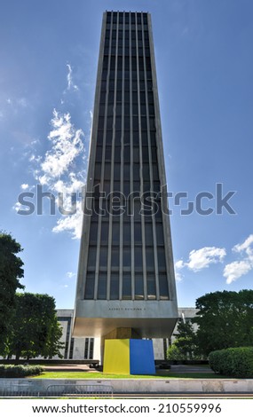 ALBANY, NEW YORK - JULY 6, 2014: Agency Building 3 of Empire State Plaza, a complex of several state government buildings in downtown Albany, New York.