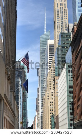 NEW YORK - AUGUST 17, 2013: View of office towers along 42nd Street, New York.