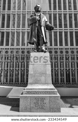Monument to Cornelius Vanderbilt before Grand Central Station in memory as the Founder of the New York Central LInes.