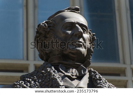 NEW YORK, NEW YORK - AUGUST 17, 2013: Monument to Cornelius Vanderbilt before Grand Central Station in memory as the Founder of the New York Central LInes.