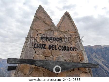 Mirador Cruz del Condor in Colca Canyon, Peru. View point for condors in one of the world\'s deepest canyon\'s.