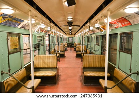 BROOKLYN, NEW YORK - SEPTEMBER 15, 2012: New York Transit Museum with vintage train.