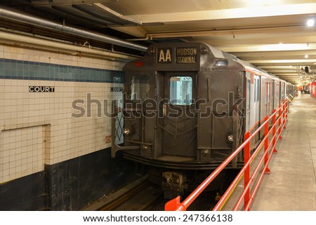 BROOKLYN, NEW YORK - SEPTEMBER 15, 2012: New York Transit Museum with vintage train.