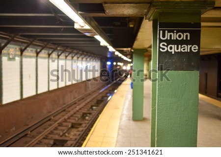NEW YORK, NEW YORK - JANUARY 10, 2015: Union Square Subway Station in Manhattan.
