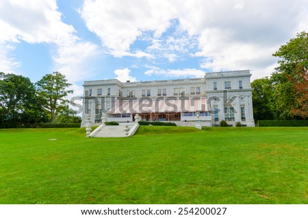 NEWPORT, RHODE ISLAND - AUGUST 1, 2013: Rosecliff. built 1898-1902, is one of the Gilded Age mansions, in Newport, as seen on July 19, 2013. It was modeled after the Grand Trianon of Versailles.