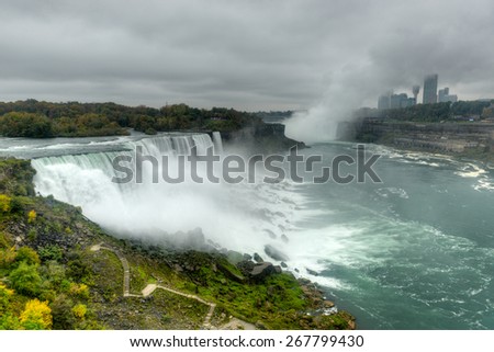NIAGARA FALLS, NEW YORK - OCTOBER 5, 2013: Niagara Falls from New York, USA Landscape View