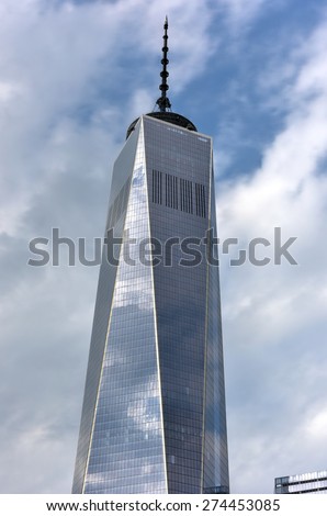 New York, NY - April 5, 2015: One World Trade in lower Manhattan.