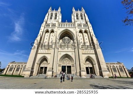 Washington, D.C. - April 12, 2015: Washington National Cathedral, a cathedral of the Episcopal Church located in Washington, D.C.