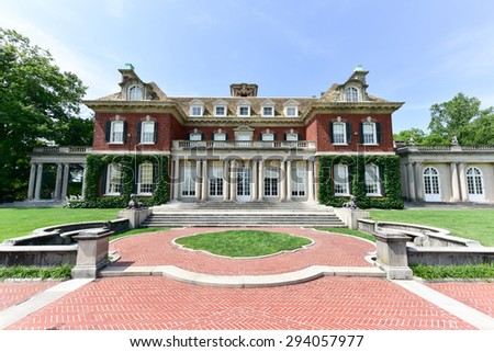 Old Westbury, New York - July 3, 2015: Long Island Gold Coast Mansion at Old Westbury Gardens