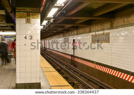 New York City - November 8, 2015: Grand Central Station in the New York City Subway system.