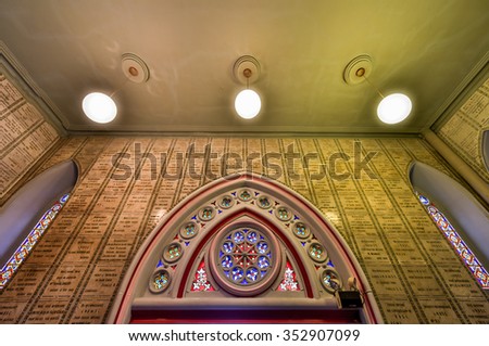Quebec City, Canada - November 28, 2015: Sanctuaire Notre-Dame du Sacre-Coeur Church in Quebec, Canada