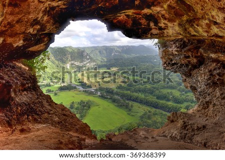 View through the Window Cave in Arecibo, Puerto Rico.
