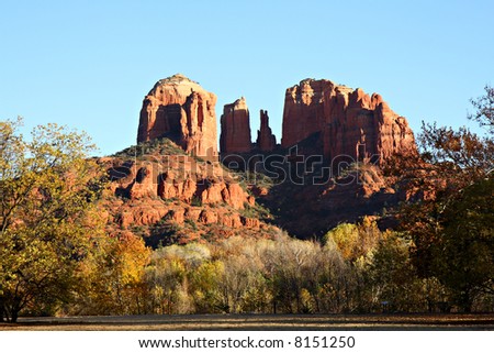 Cathedral Rock from Red Rock Crossing at sunset. Near Sedona, Arizona