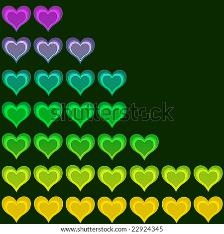 Rainbow hearts, valentine background