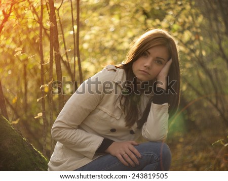 beautiful young woman in the forest / Memories / beautiful young woman in the forest. Portrait fashion photo