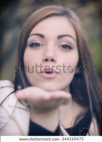 Beautiful young  woman in the forest / Kiss for you / Beautiful young  woman in the forest.