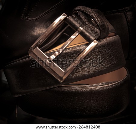 men\'s belt in the storefront