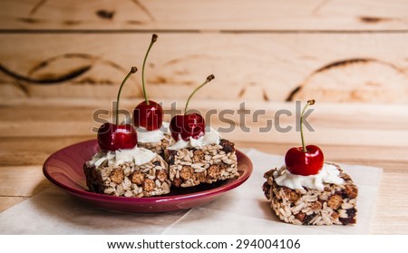 Energy Bars with cherries - for a healthy snack still life