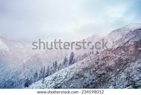 Winter fairy tale on the snow mountain in China
