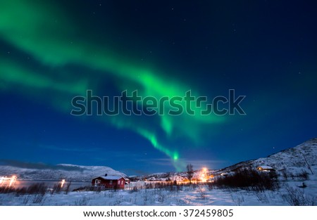 Northern Lights in the sky (Night Scene), Tromso, Norway. (also visible Ursa Major)