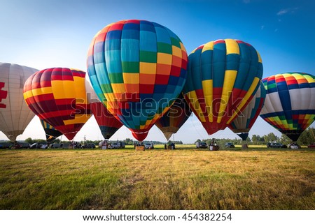 Colorful Hot air balloon is starting to fly