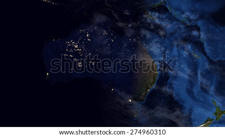 World Map Montage - Australia Day & Night Contrast (Public Domain Maps furnished by NASA)