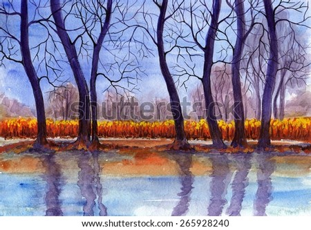 bright painted landscape with river