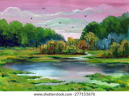 beautiful bright painted landscape