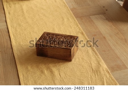 Carved wood trinket box
