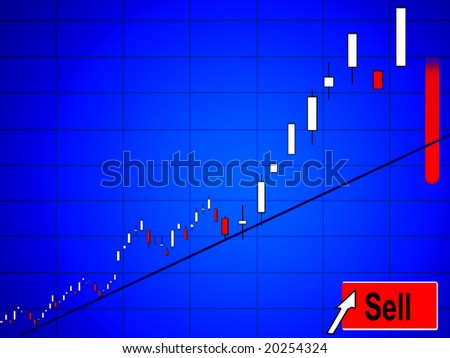 Conceptual online market equity chart turning negative.