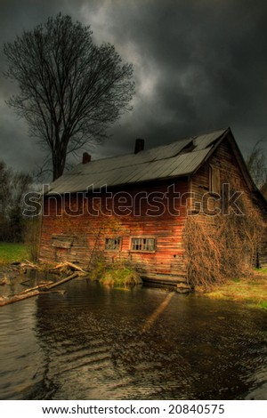 Old cabin by river side