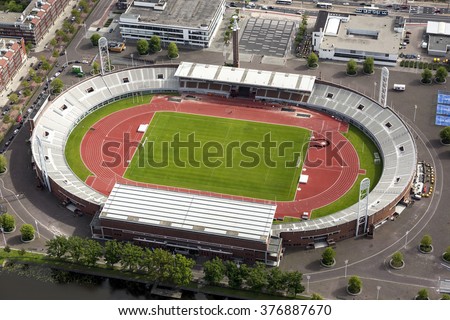 Aerial view of Olympic stadium Amsterdam. Amsterdam hosted the Olympic Summer Games of 1928.