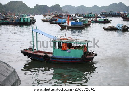 Hai Phong, Viet Nam, July 12, 2015, Fishermen village in CatBa Island. Fisheries here well developed fishing. Tourists can visit the island to visit the fishing villages with very cheap costs