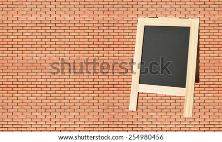 Menu blackboard on wall Red Brick background