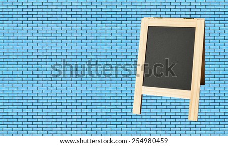 Menu blackboard on wall Blue Brick background