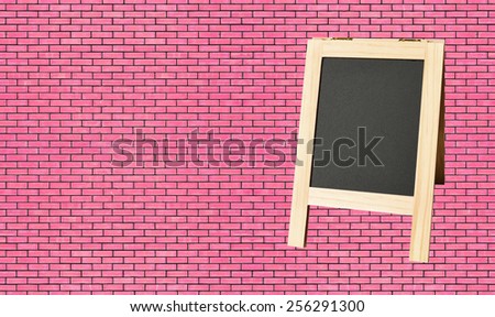 Menu blackboard on wall  Brick background