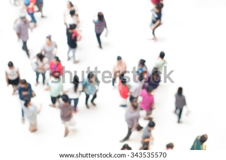 Defocused people  on white for background from top view