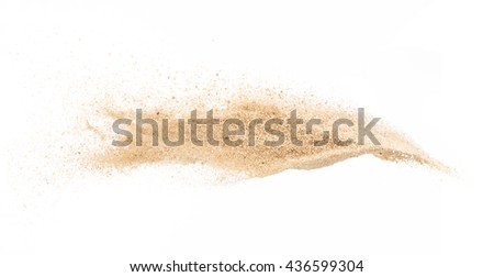 Sand  explode on white background ,stop motion