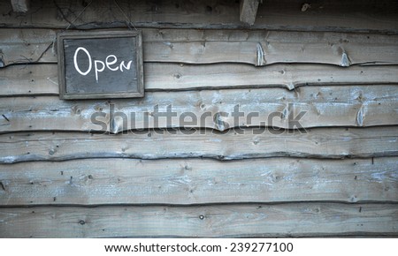 Wooden sign Signboard open Wooden texture