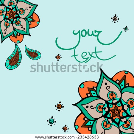 Card with flowers and ethnic elements