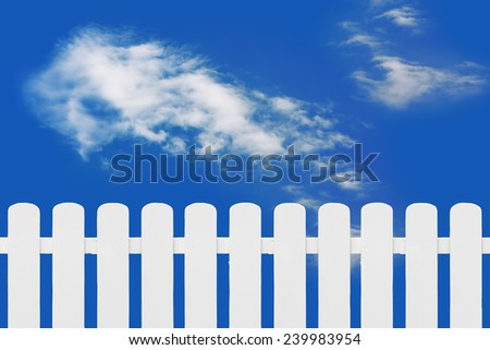 White picket fence and beautiful cloud on blue sky, For a longer fence.