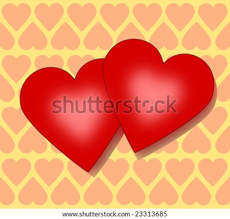 Two hearts on a hearts background