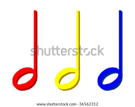 3 Half Note Symbols In Different Colours. Vector - 36562312 : Shutterstock